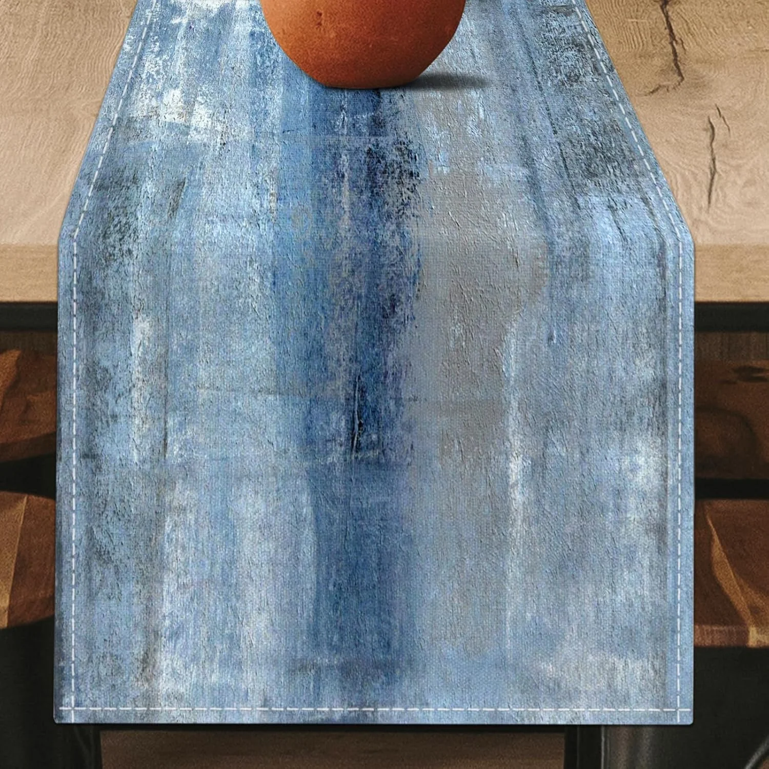 VIKAMA Modern Art Tie-Dye Farmhouse Linen Table Runner Retro Rustic Style Party Kitchen Dining Table Coffee Holiday Party Decor