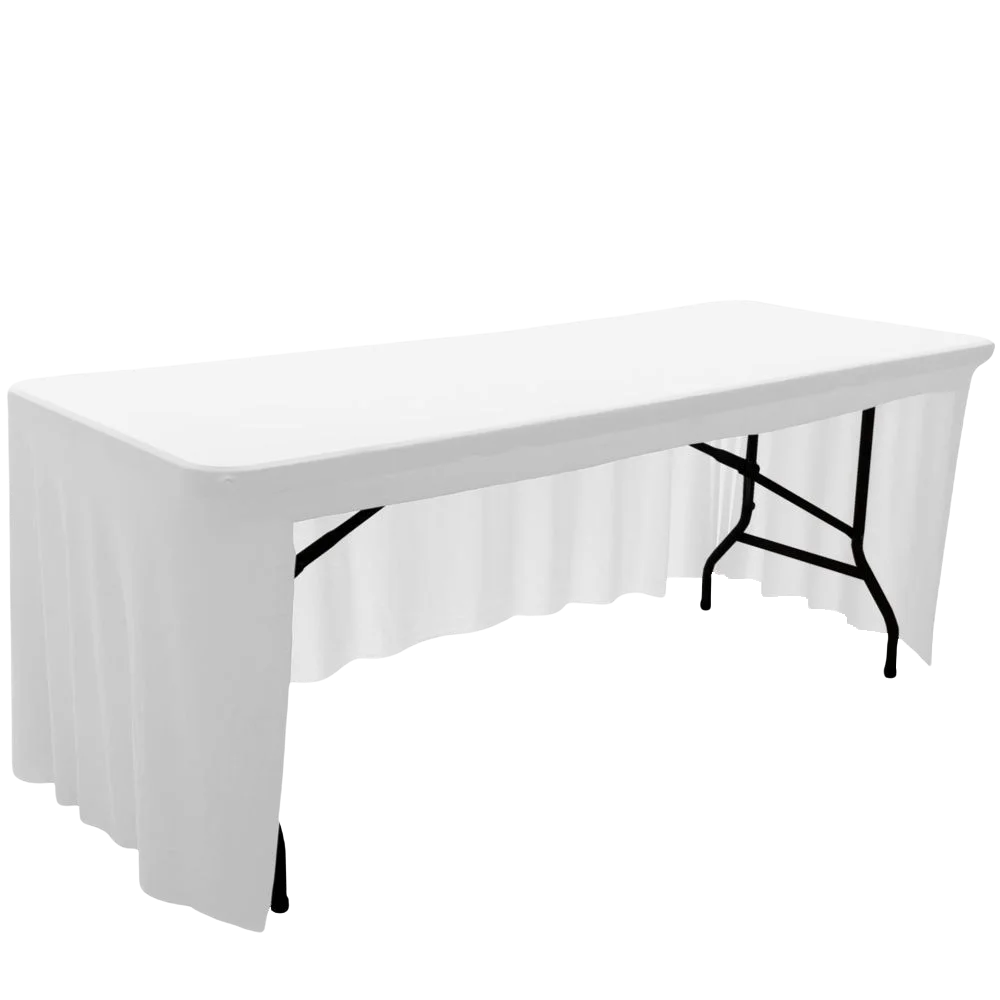 HAORUI Rectangular Tablecloths Skirt White Spandex Stretch Table Top For Wedding Hotel Home Event Party Decoration 1PC