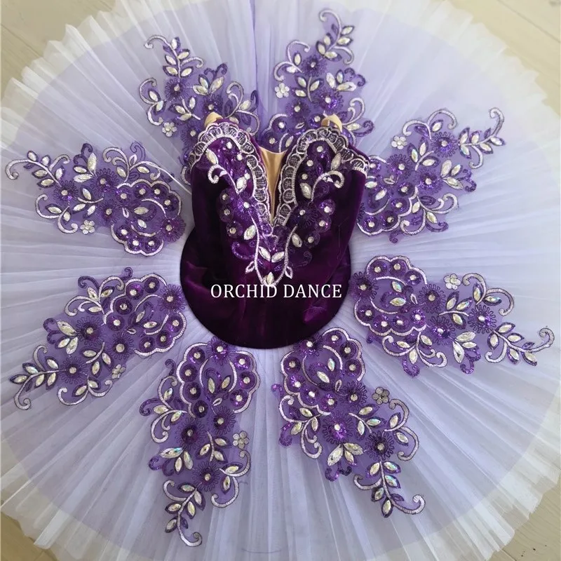 มืออาชีพคุณภาพสูงเด็กสาวสวมใส่กํามะหยี่บัลเล่ต์ Tutu สีม่วง