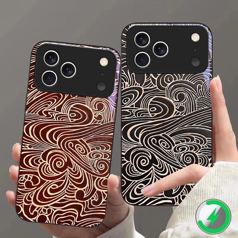 Complex abstract vortex Suitable For iPhone 16E 17 Pro Max 15 Pro 14 13 Plus 12 mini 11 16 Air 17Pro magnetism Glass Phone Case