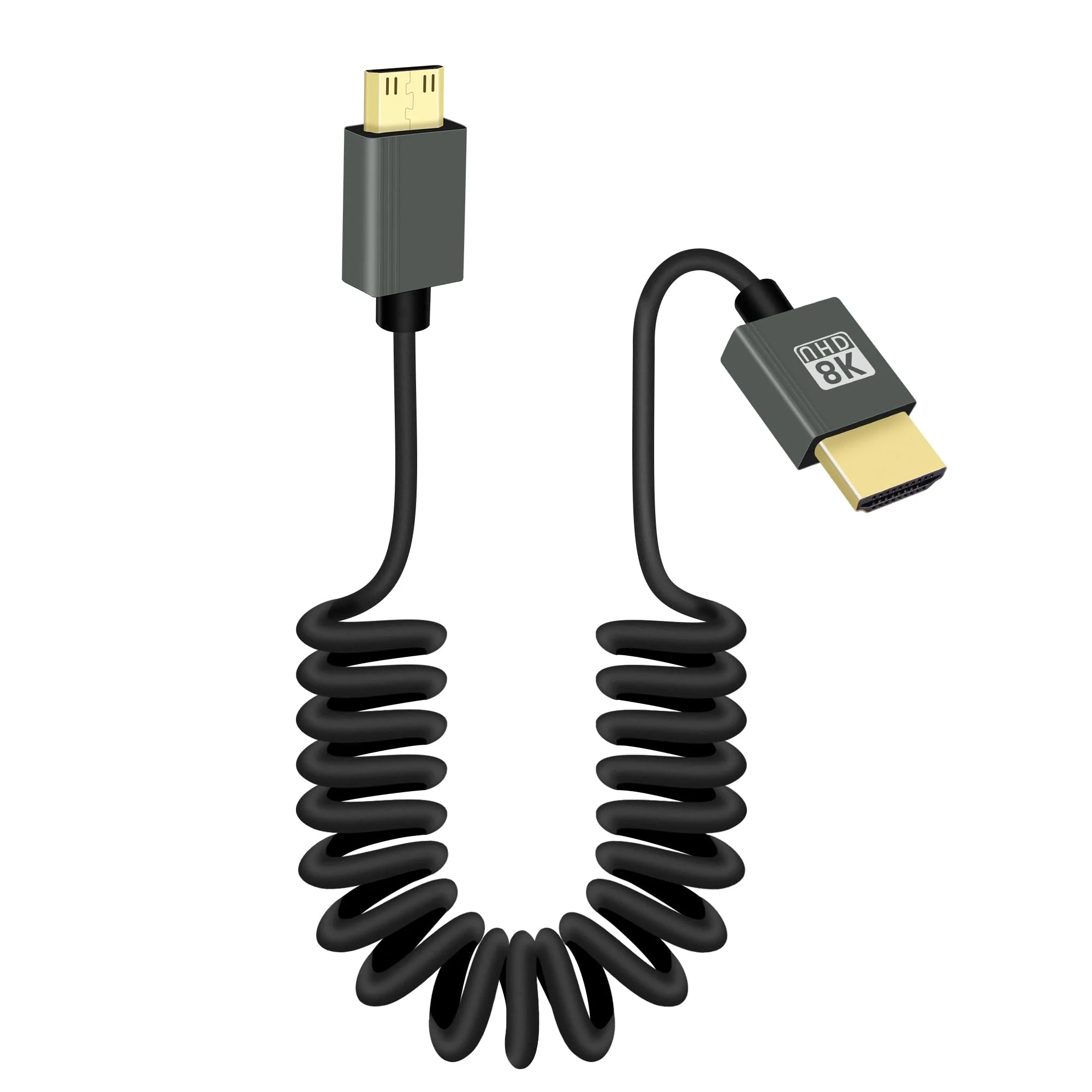 

8K 60HZ HDMI-Compatible to Mini HDMI-Compatible Mini to HDTV Coiled Cable 48GbpsoCable For Camera/Camcorder/PC/Monitor (MAX1M))