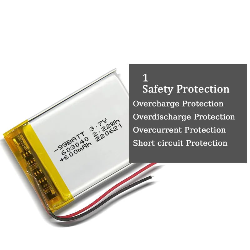603040 3.7V 600mAh Polymer Lithium Ion Rechargeable Battery Jst PH