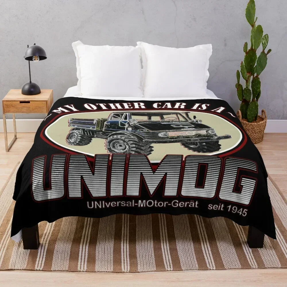 

My other car is a UNIMOG (black background) Throw Blanket Warm Cozy Throw Blanket for Living Room Couch