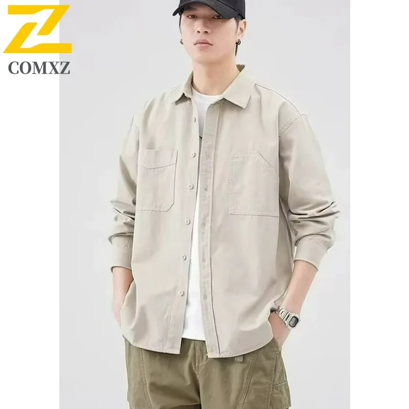 

COMXZ Men Autumn Jackets 2025 Stand Collar Outdoor Exploration Wind Resistant Jacket Lightweight Cozy Everyday Style Coats