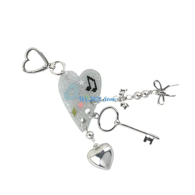 

G5GC Acrylic Keychain Colorful Bowknot Heart Bag Charm Colorful Keychain Pendant Acrylic Texture Suitable for Daily Use