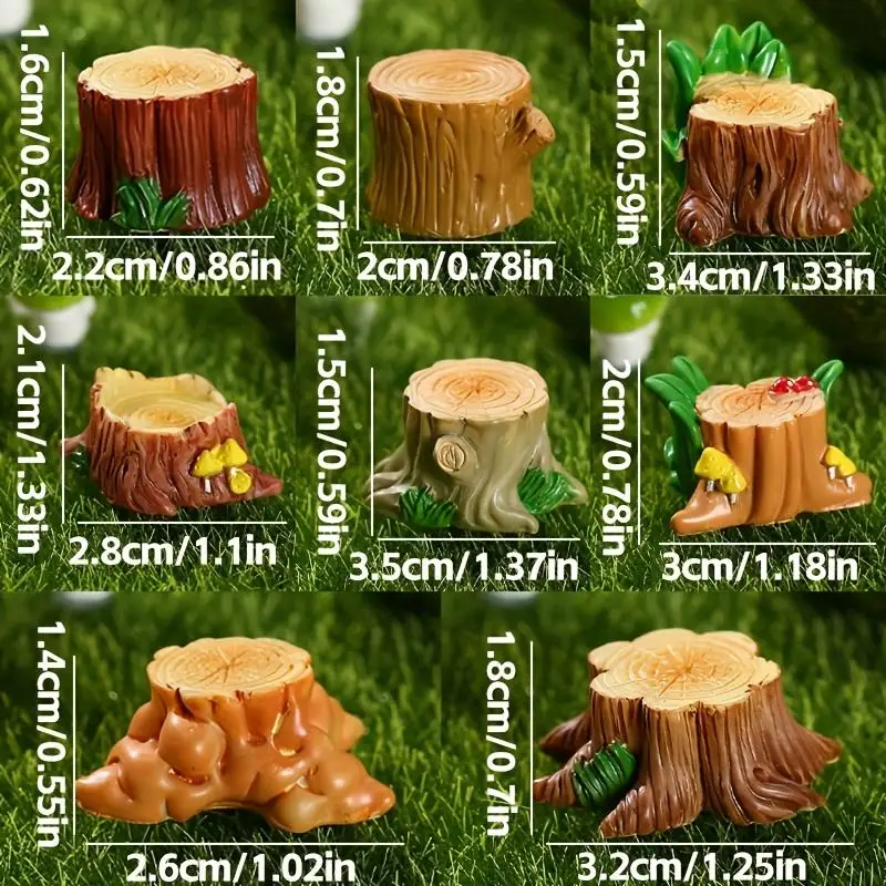 8-piece Tree Stump Creative Decor Set, Creative Moss Micro Landscape Decoration, Outdoor Garden Decor, Aquarium Decor, Special G