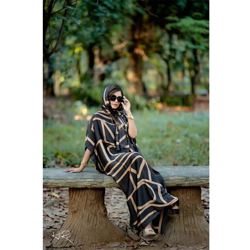 New Rayon Fashion Oversize African Women Clothing Dubai Dashiki Abaya Free Size Print Design With Scarf Loose Long Dress