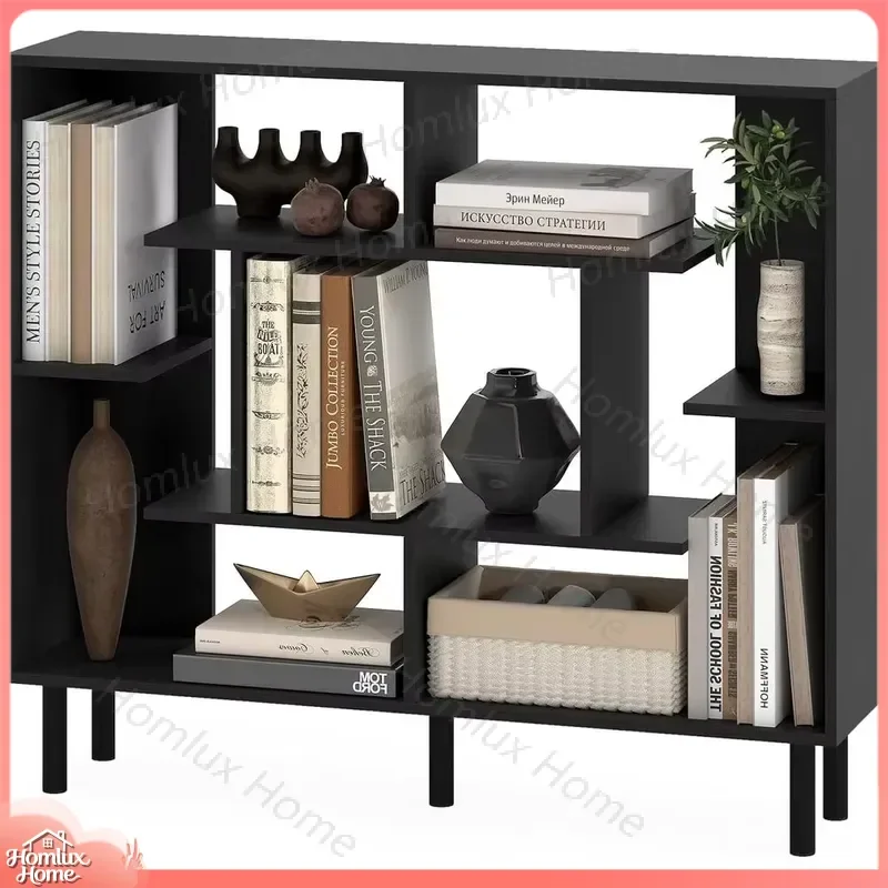 Stylish Geometric Bookshelf Freestanding Storage Shelf for Living Room Bedroom Office Anti-Tip Safety Modern Home Decor