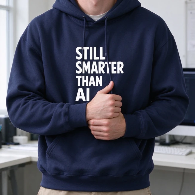 Still Smarter Than AI Hoodie Funny Sweatshirt Tech Humor Top Human Intelligence Graphic Programmer Gift Sarcastic Slogan Apparel
