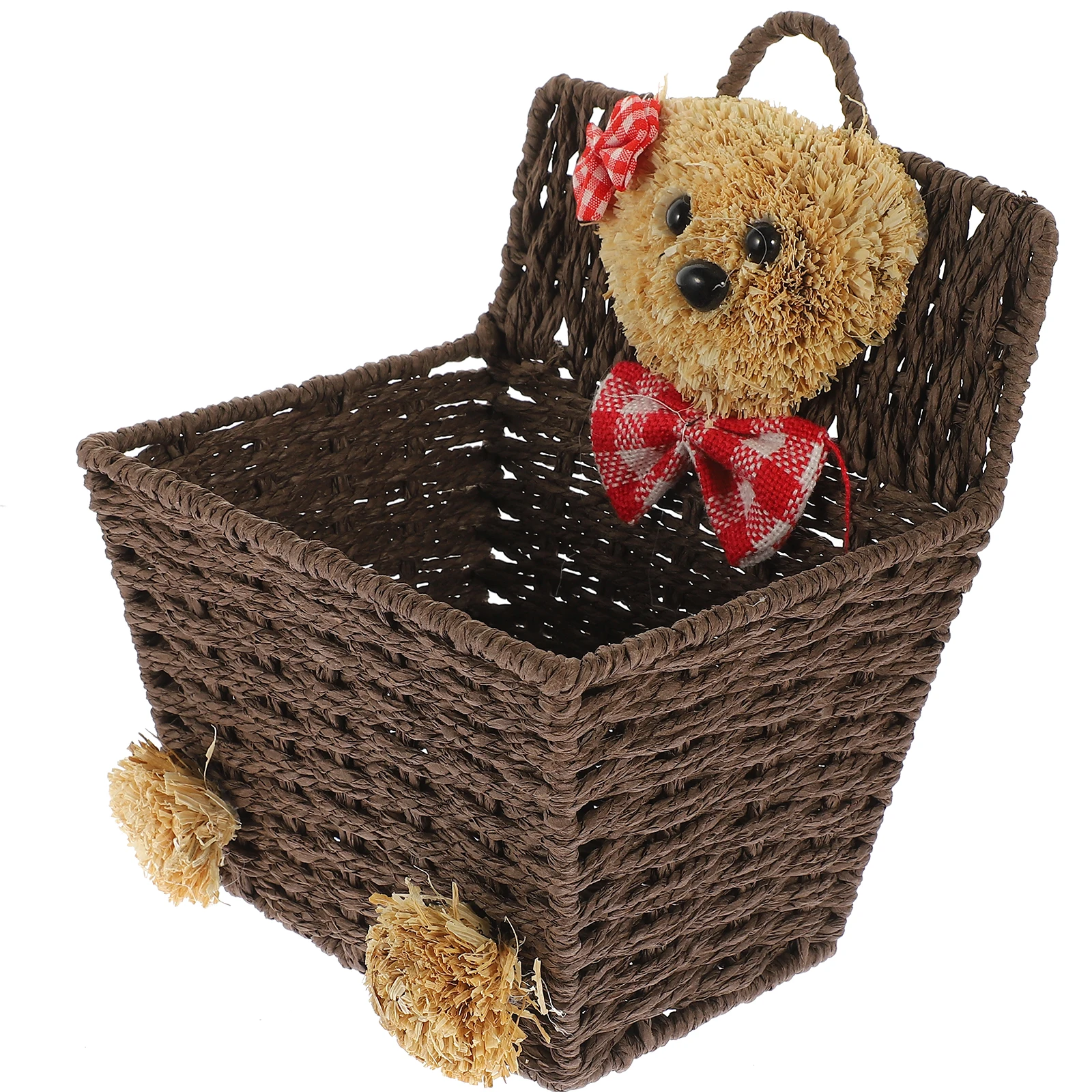 

Cartoon Storage Basket Woven Bear Container Coffee Wall Hanging Baskets Kitchen Living Room Organizer Sundries Bin