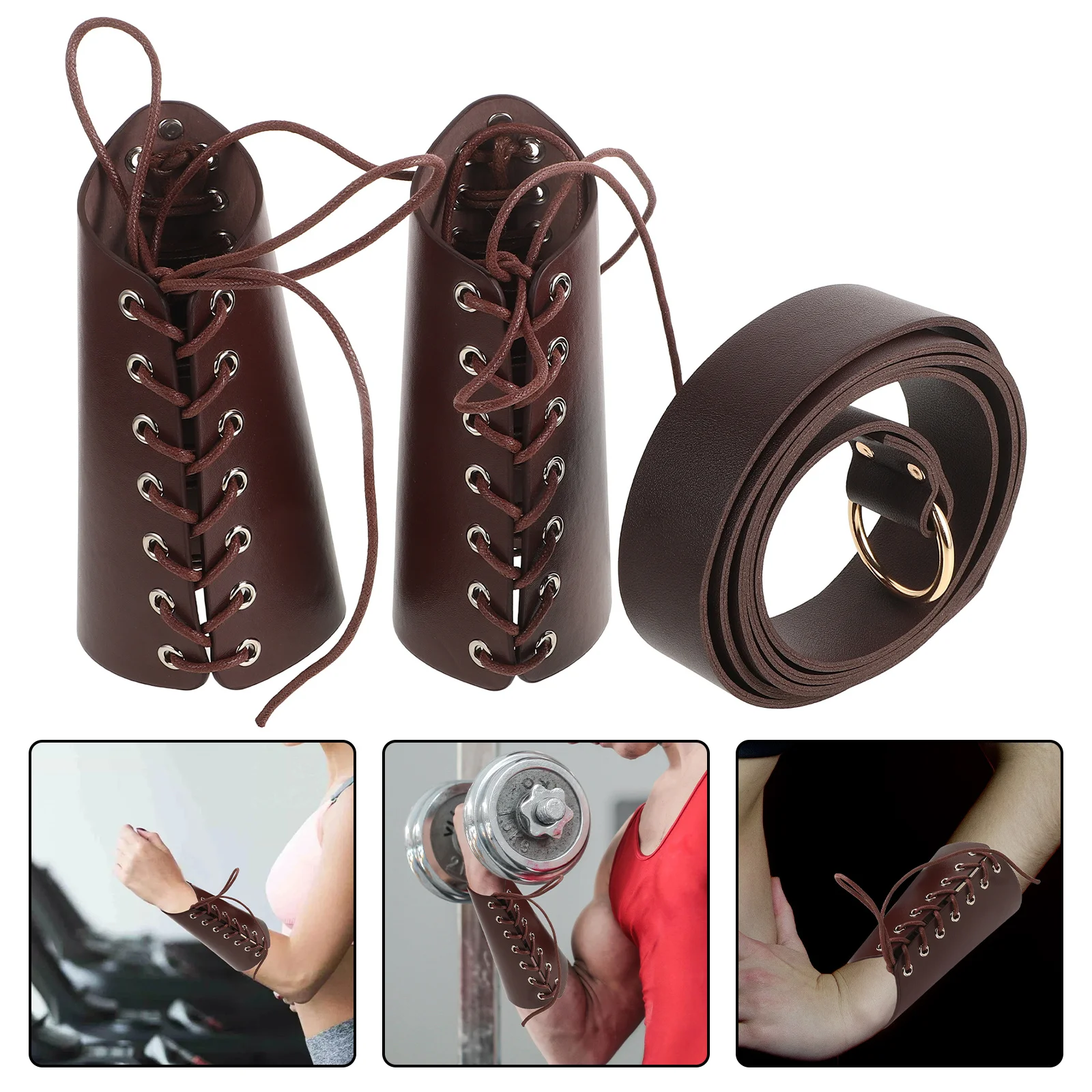 1 Zestaw Ochraniaczy na Ręce Średniowieczny Pas Biodrowy dla Mężczyzn Strój Wikingów Regulowane Opaski na Nadgarstki Cosplay Impreza Renesansowa Odgrywanie Ról