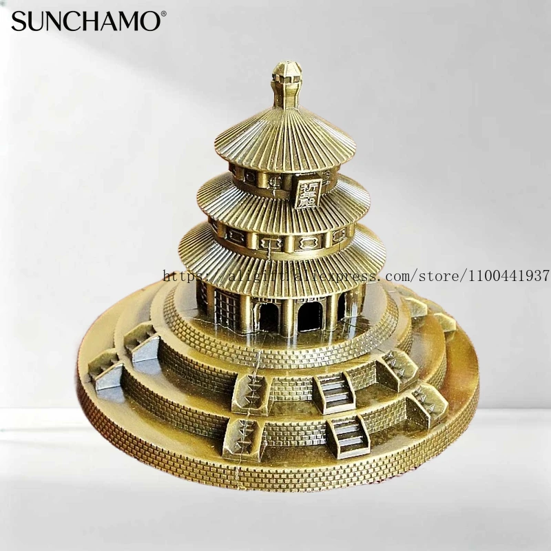 الإبداعية معدن سبائك الزنك الحرفية الحلي معبد السماء السياحية تذكارية ديكور المنزل النمط المعماري 15x15x12 سنتيمتر 1 قطعة #1