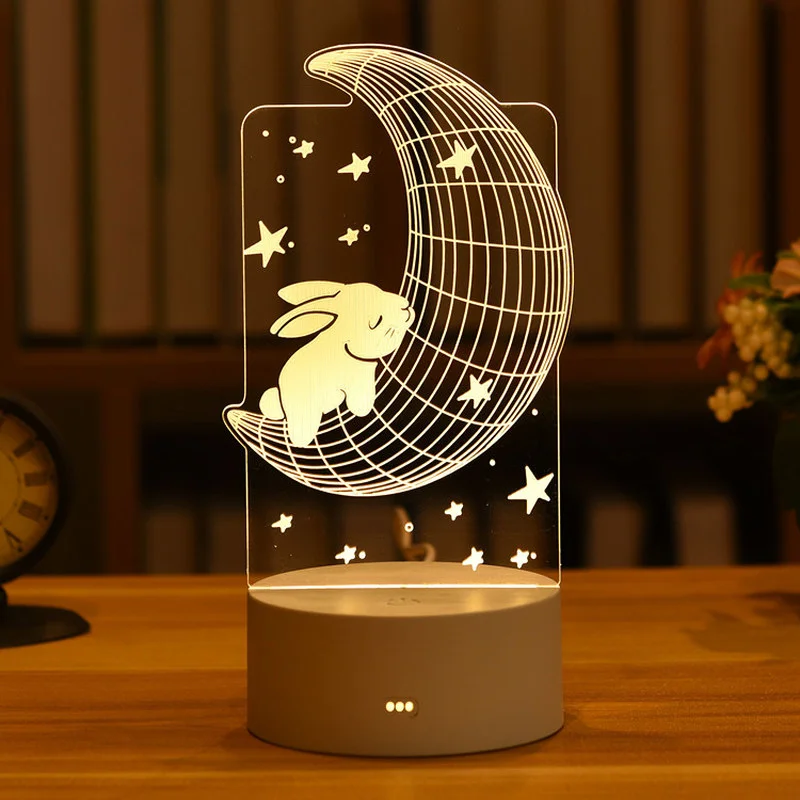 Veilleuses LED USB en acrylique, lampe enseigne au néon 3D, Noël, décorations de Noël pour la maison, chambre à coucher, décor d'anniversaire, cadeaux de mariage