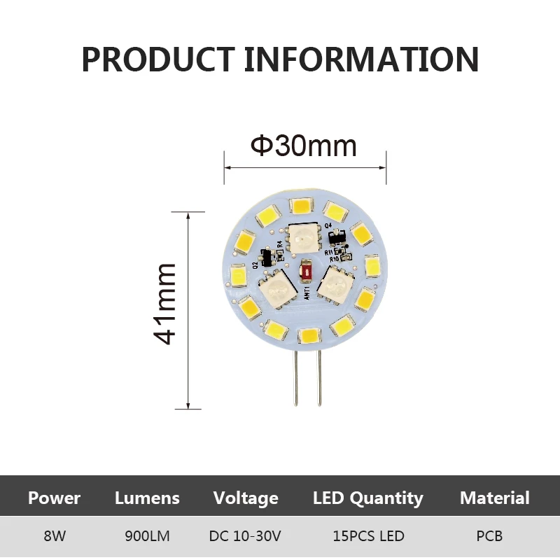 Bombilla LED inteligente RGBW G4, controlador bi-pin con Bluetooth, Tuya SmartLife, atenuación profunda, cambio de Color, caminos de fiesta DIY, 8W