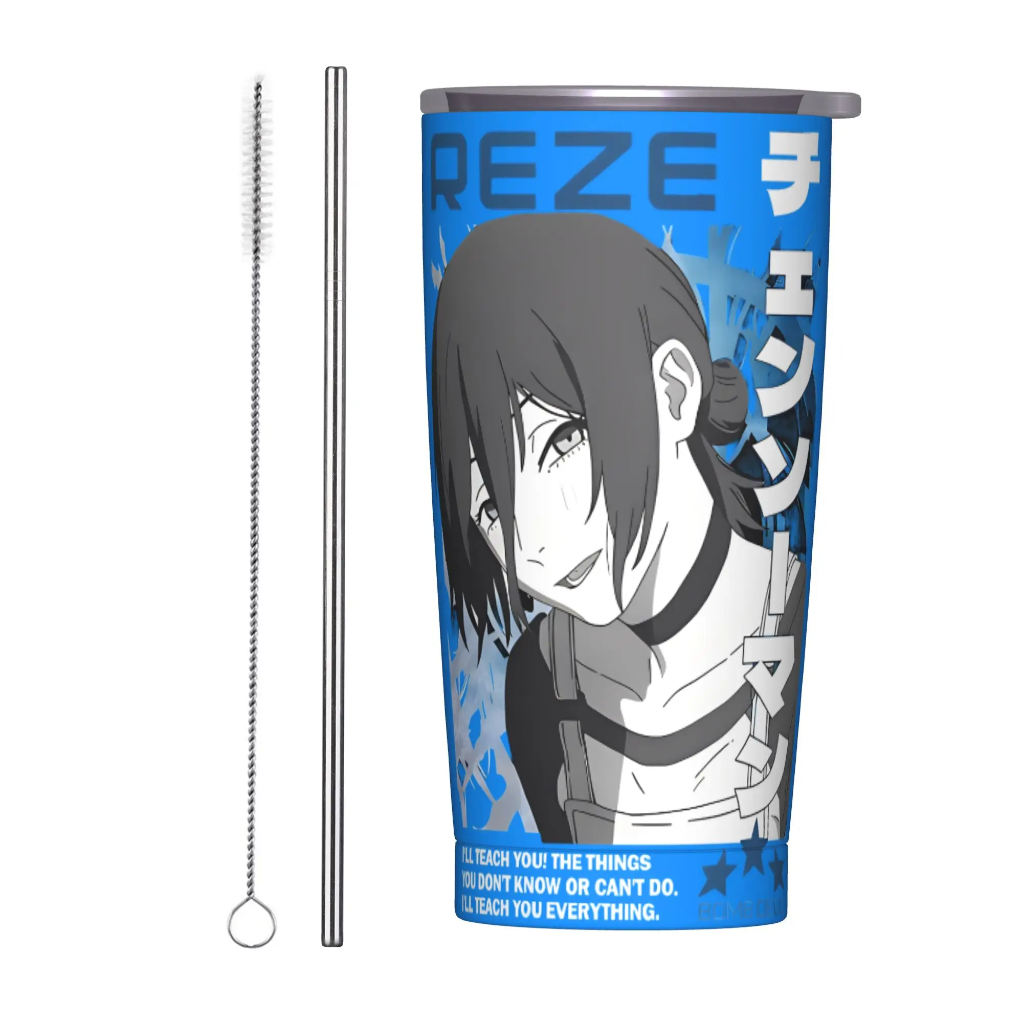 

Chainsaw Man Reze Tumbler Vacuum Insulated Anime Movie Coffee Cups Vacuum Flask Outdoor Mugs Spill Proof, 20oz
