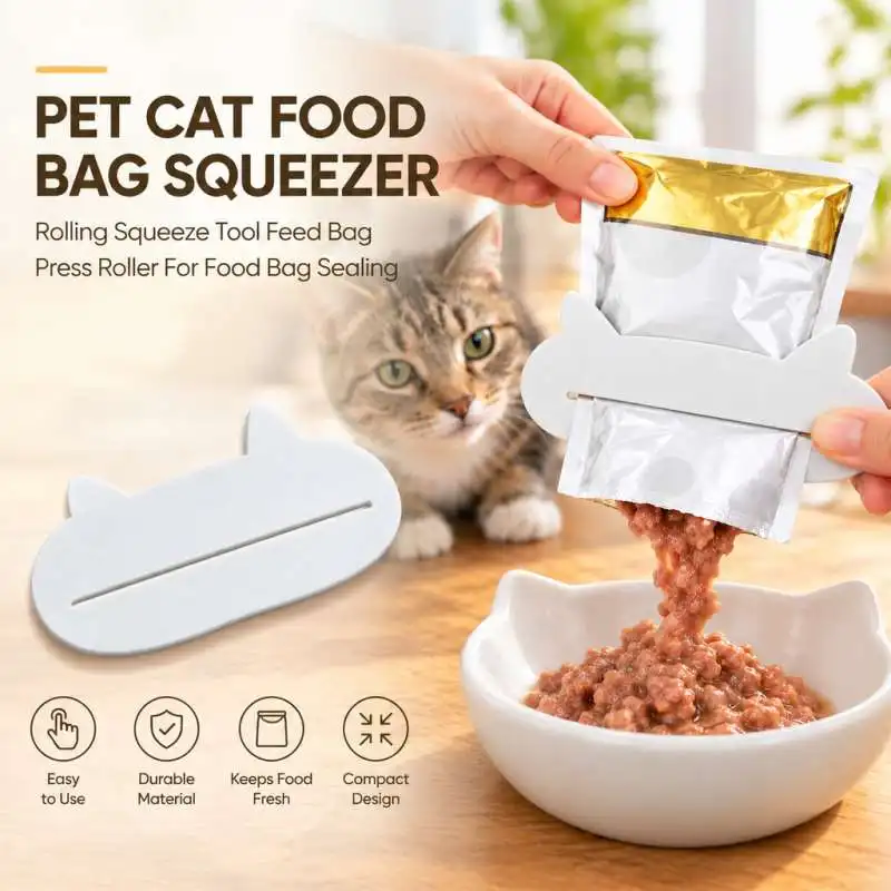 Pet Cat Food Bag Squeezer Rolling Squeeze Tool Feed Bag Press Roller For Food Bag Sealing