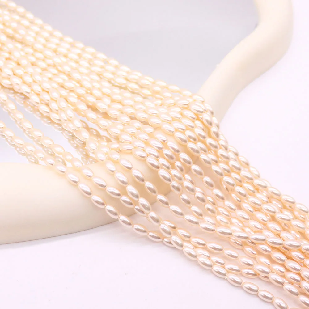 

Fashionable Rice-shaped Colorful Glass Imitation Pearls Straight-hole Loose Beads DIY Accessory Materials Delicate Jewelry