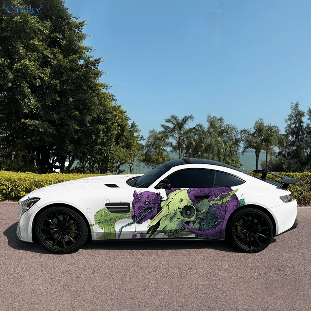 

Красочные автомобильные виниловые наклейки с изображением скелета, самоклеящаяся наклейка из ПВХ, подходит для грузовиков, внедорожников, декор, автоаксессуары, подарок