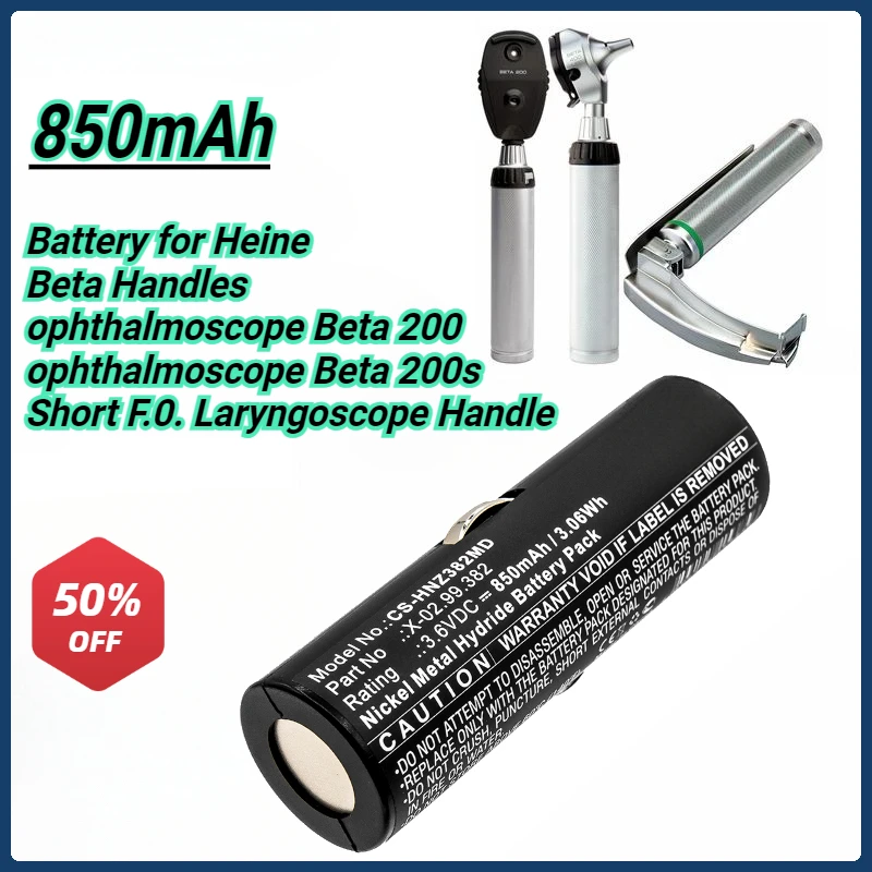 

1000mAh X-02.99.382 X-02.99.380 Battery for Heine Beta Handles Ophthalmoscope Beta 200 200s Short F.O.Laryngoscope Handle