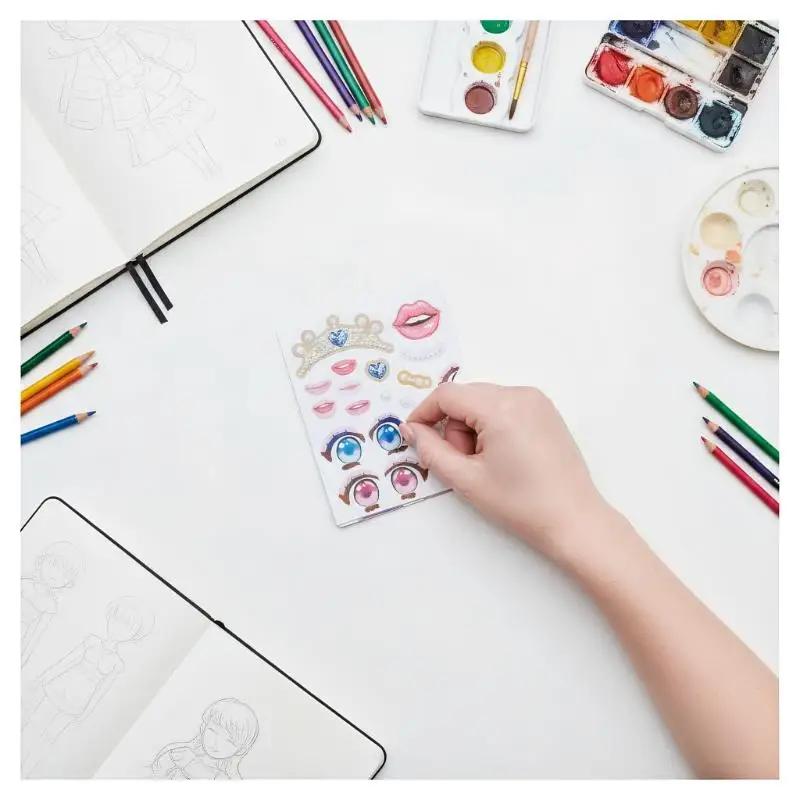 1 Set Girls Cartoon Princess Make A Face Stickers Reusable Handicrafts Creative Kids Decals Puzzle Sticker Toy