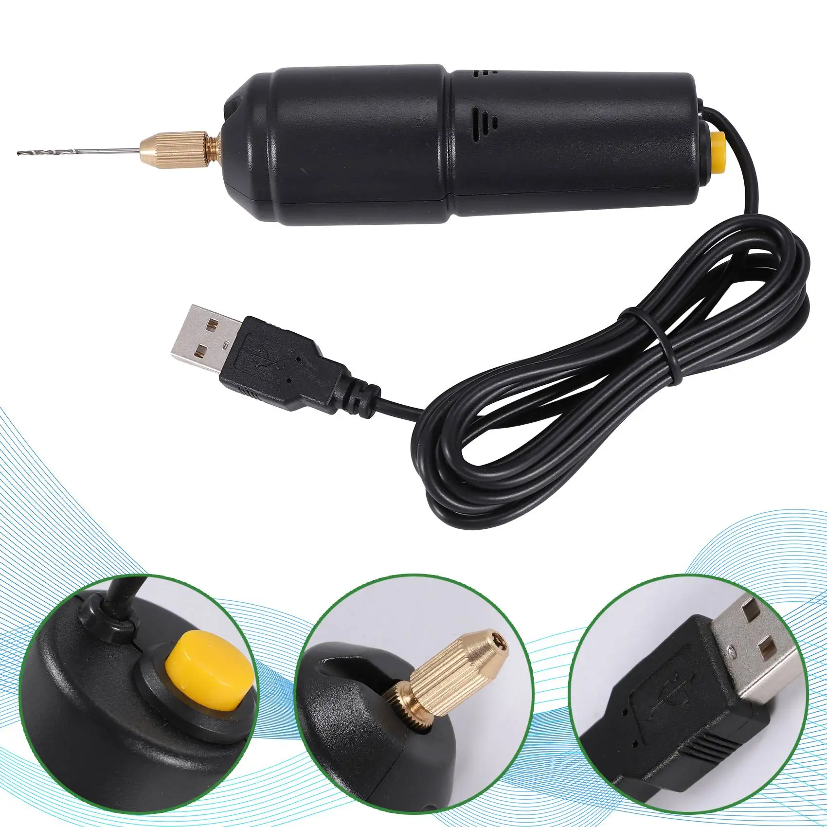 Jewelry Tools Mini Electric Drill Handheld for Pearl Epoxy Resin Jewelry Making DIY Wood Craft Tools with 5 Drill Bits