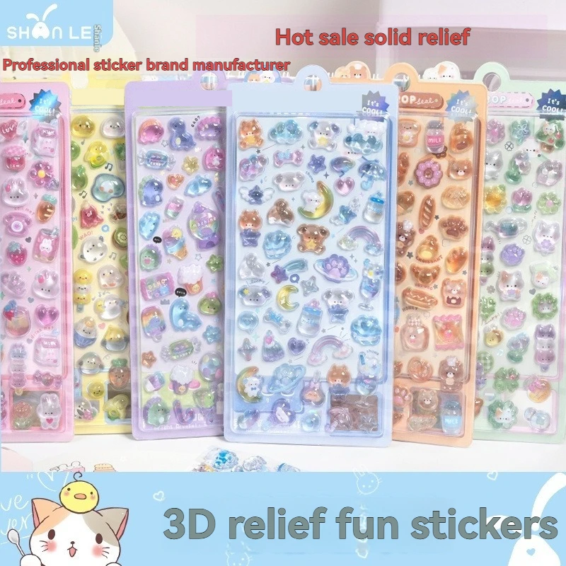 Japanese Anime Food Stamping Seal Fun, Children's Decoration Crystal Diamond 3D Sticker