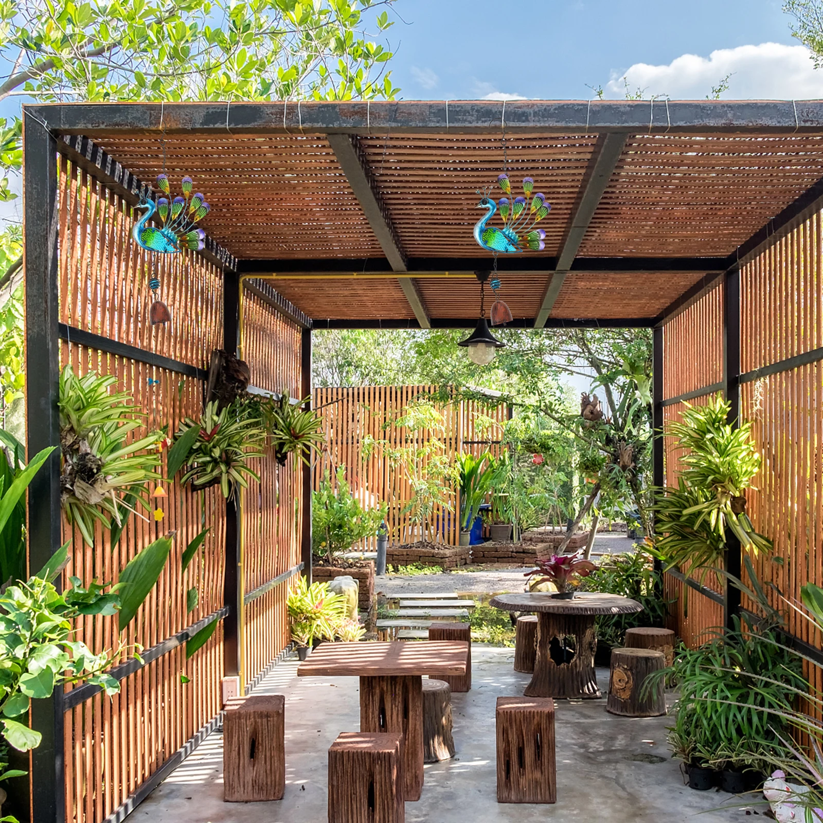 

1pc Color Painted Peafowl Wind Chime Iron Art Craft Pendant Soothing Melodic Garden Decor Window Door Outdoor Indoor Hanging