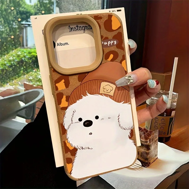 For iPhone 15 Pro Case White Puppy Faux Fur High Value Fashion Case For iPhone 16 Pro Max 15 Plus 14 13 12 11 XS Max X XR Cover