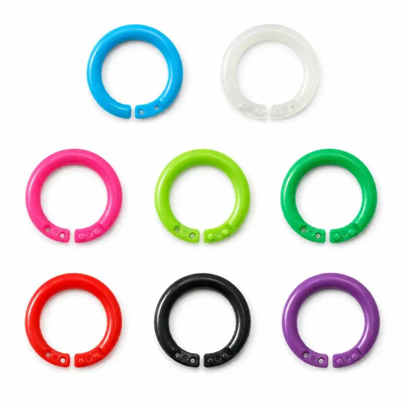100pcs Colorful Plastic Loose Leaf Rings for DIY Albums, Office Document Binding Supplies view 2