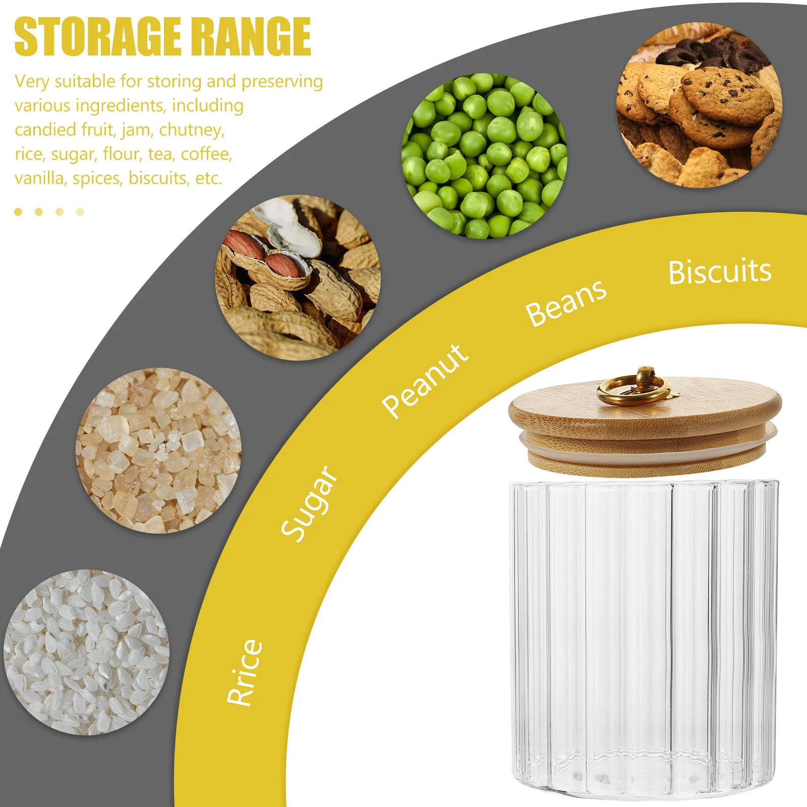 Szklany pojemnik hermetyczny z bambusową pokrywką, słoik do przechowywania herbaty, kawy, cukru, suszonych żywności, szklane pojemniki.
