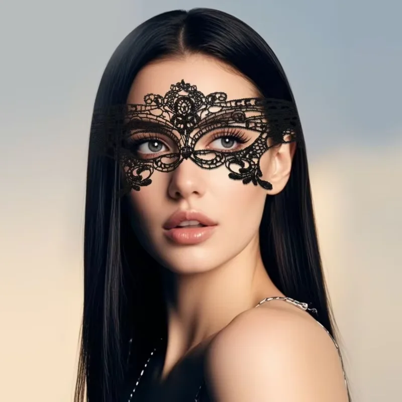 Sexy Frauen Schwarz Spitze Floral Augenmaske Maskerade Prom Gesichtsmaske Prinzessin Königin Party Make-Up Cosplay Nachtclub Spitze Maske Requisiten – Detail 20