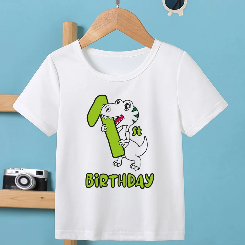 

New Style Dinosaur Birthday Shirt 1 2 3 Birthday T-Shirt Wild Tee Boys Tshirt Baby Dino 4 5 6 Theme Party Clothes Kid Gift Tops