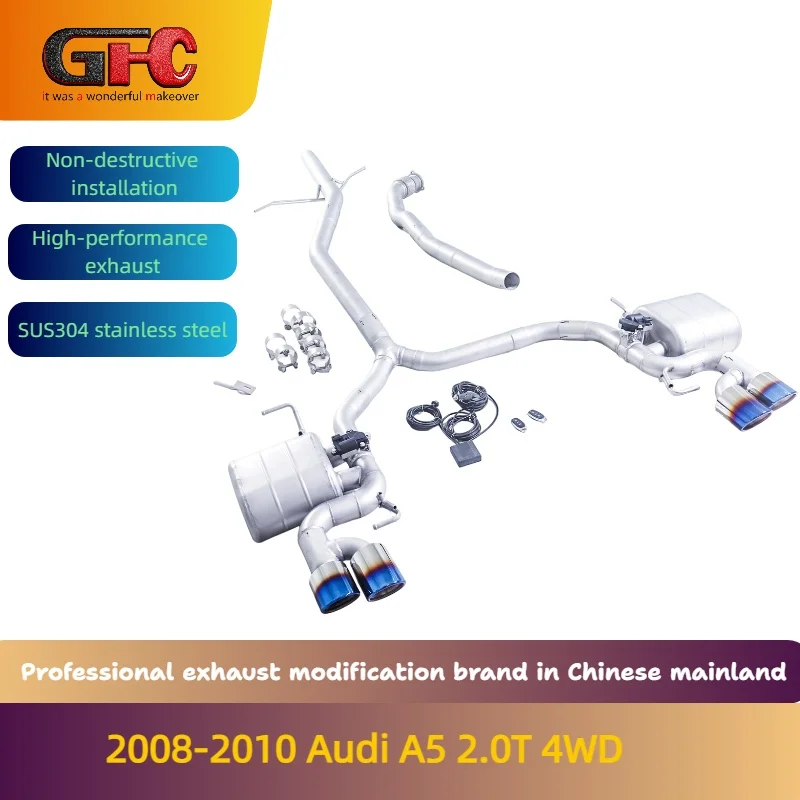 

Марка GFC для Audi A5 2.0T 4WD Catback 2008-2010 гг., высокопроизводительный регулируемый выпускной клапан с глушителями и наконечниками.