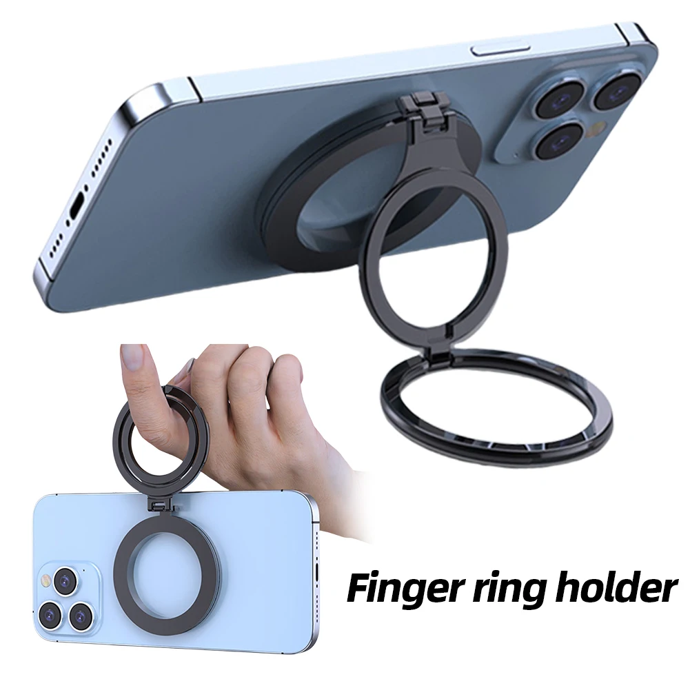 Strong Magnetic Mobile Phone Finger Ring Holder Foldable Magnet Cellphone Stand Support for iPhone 15/14/13/12 Pro Max Plus Mini