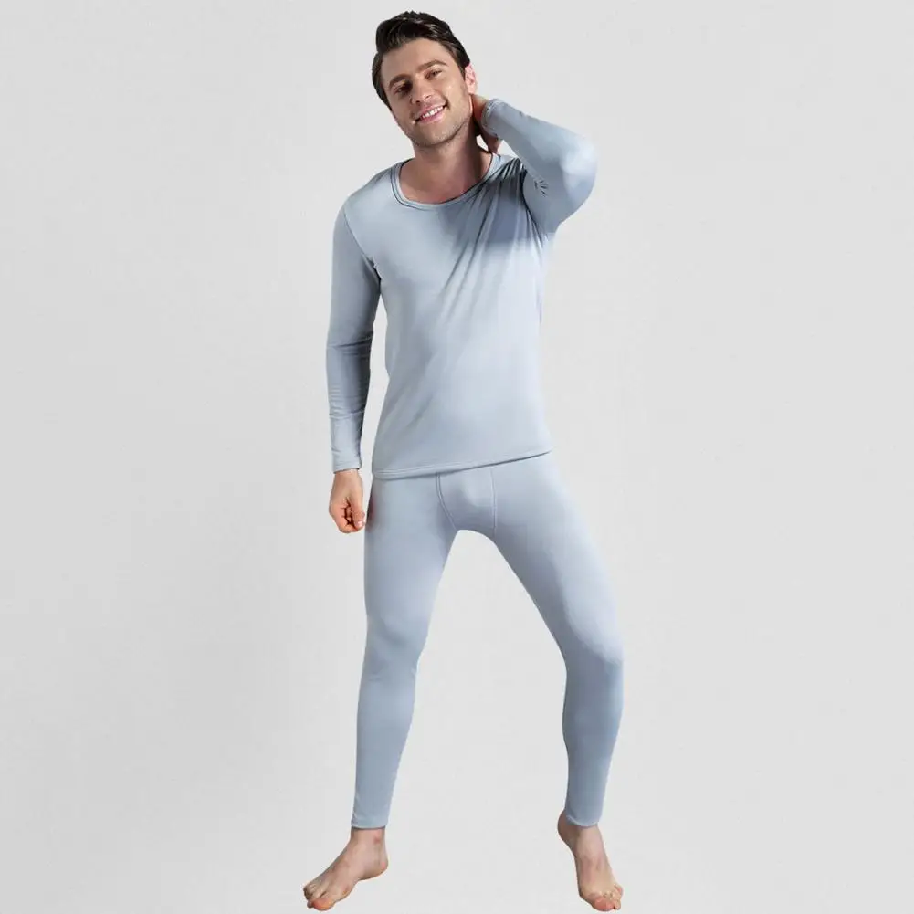 Fit Thermal Underwear Winter Warm Underwear Set Thick Fleece Lined Soft Elastic Long Sleeve U Slim Fit Homewear Thermal Top