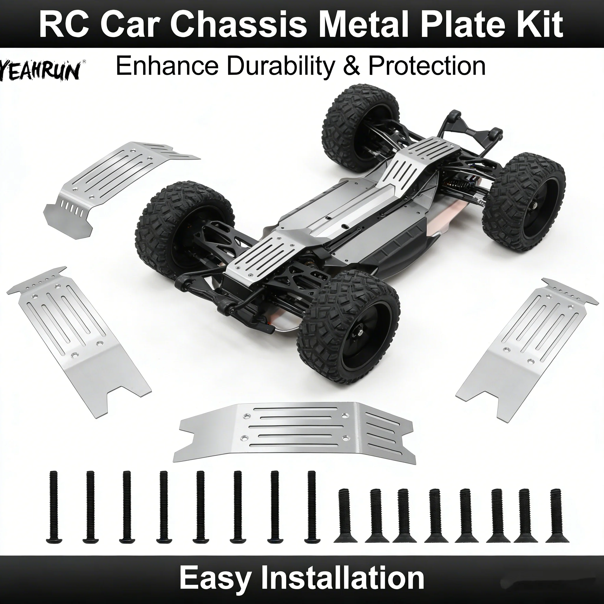 

Защитная пластина для шасси YEAHRUN из нержавеющей стали для радиоуправляемой модели автомобиля X-Maxx 1/5, запчасти для тюнинга, аксессуары, 1 комплект