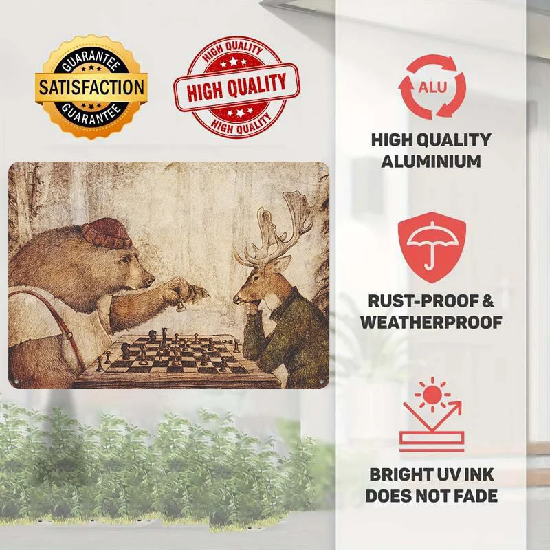 Wild Chess Poster Retro 3D Printed Metal Signs Customized Wall Hanging Gift for Decoration Bedroom Accessories Tin Sign House