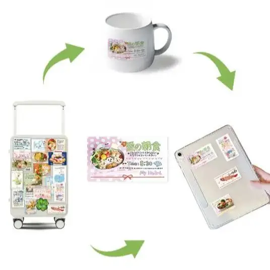 30pcs/set Square Ticket Style Sushi Food Retro Stickers Scrapbooking Graffiti Decoration Stickers for Wall Laptop Luggage DIY