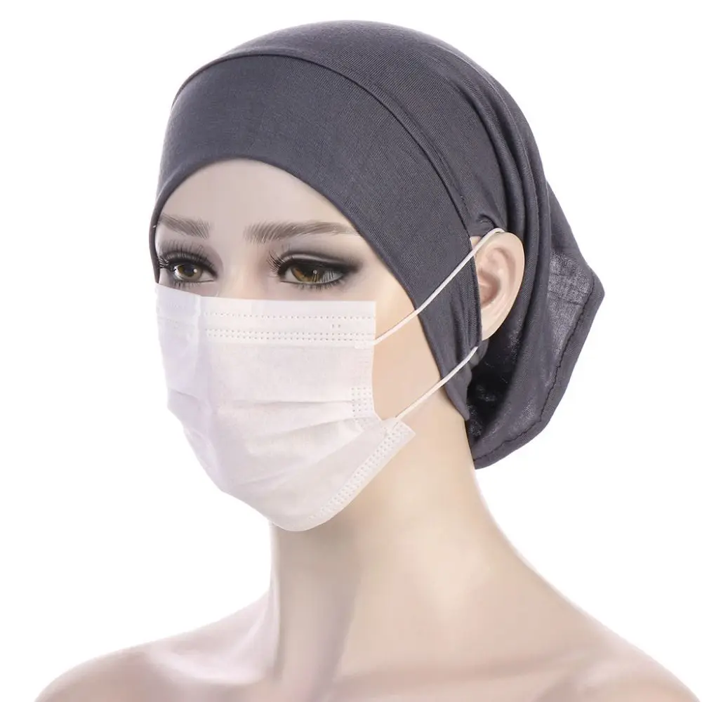 Base Solid Color Islamic Scarf Hat Undercap with Ear Hole Modal Bandanas Cap Accessories Elastic Hijab Caps for Women