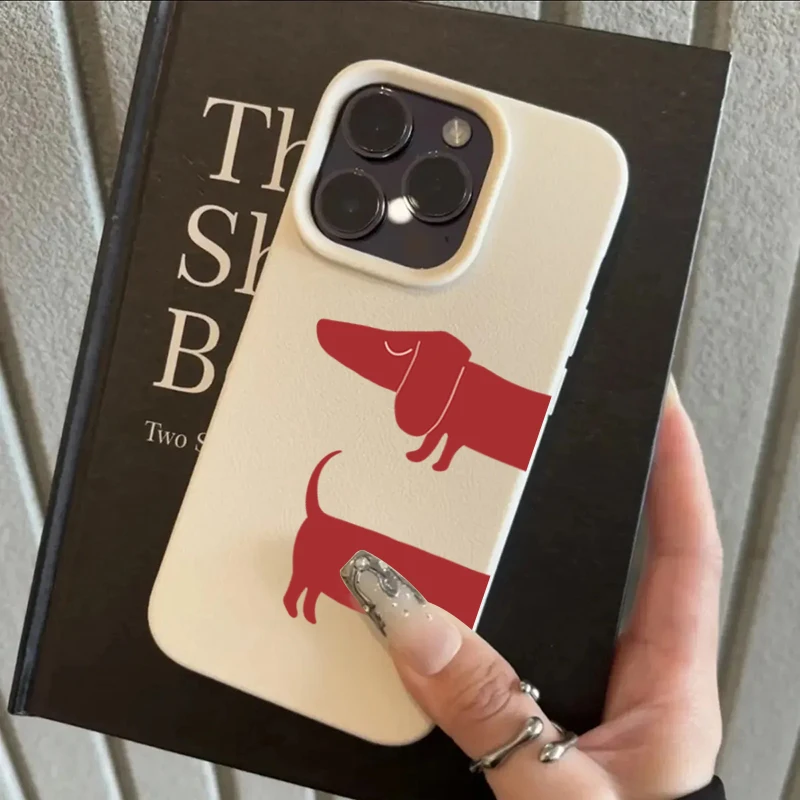 Red Dachshund Pattern Phone Case For iPhone 17 Pro Air 16 15 14 13 12 14 Pro Max 16E X XR XS Max Plus Soft TPU Back Cover Cases - náhled 4