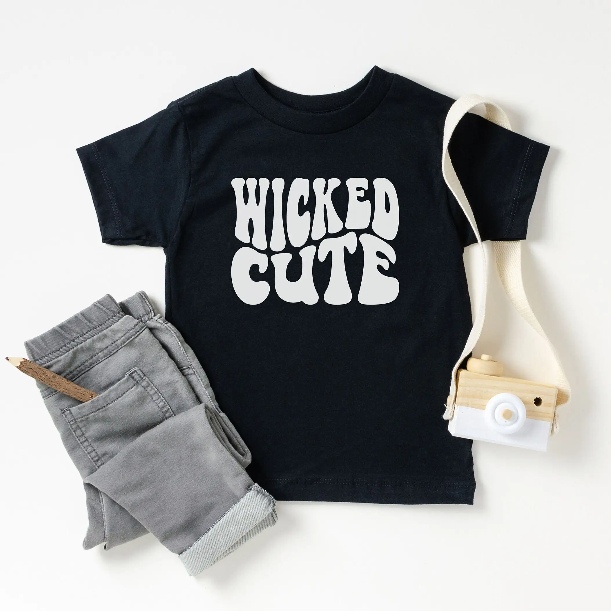 Kids Retro Halloween T Shirt Toddler Kid Costume Trick or Treating Matching Wicked Cute