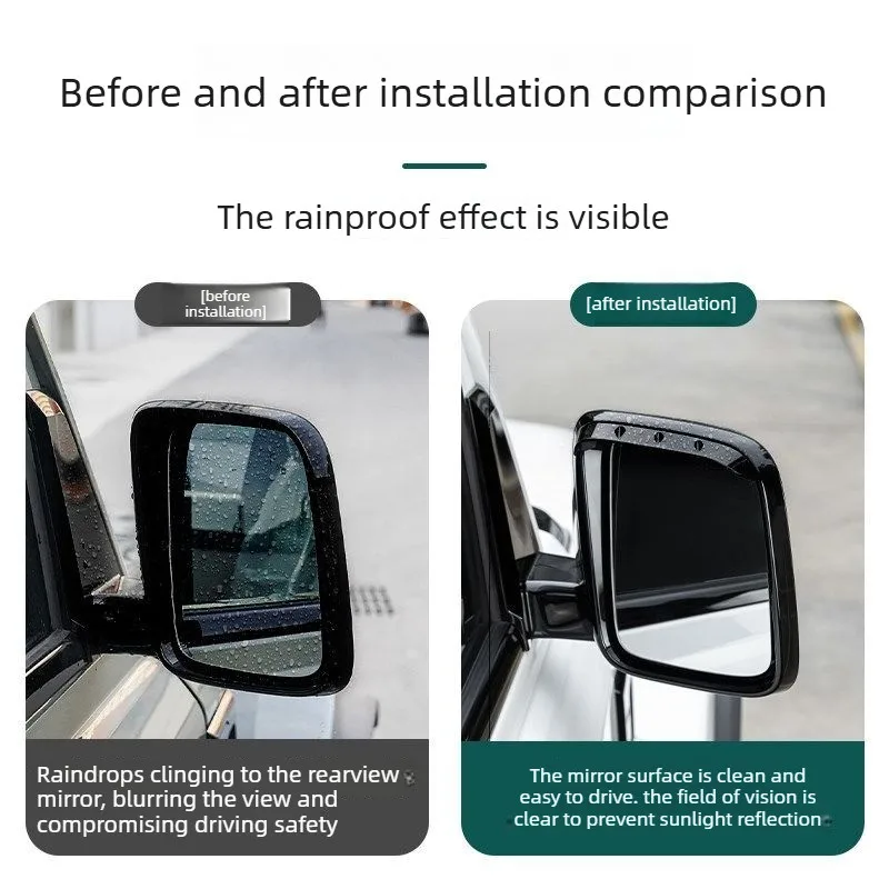 For Chery iCAUR V23 Rearview Mirror Rain Deflector Aerodynamic Lip for Water Evacuation and Fog Prevention