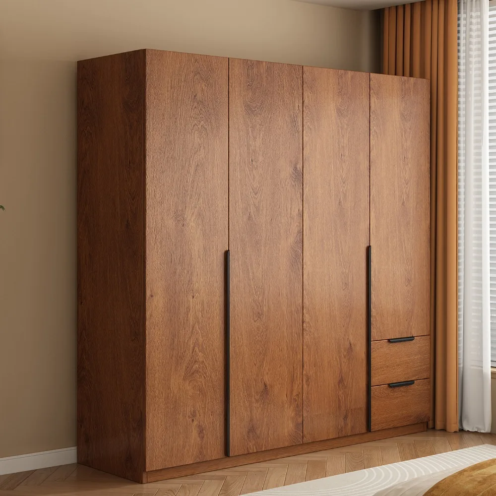 Luxury Designer Solid Wood Wardrobe, Minimalist Custom Clothes Closet for Villa Master Bedroom Premium Garment Storage Cabinet