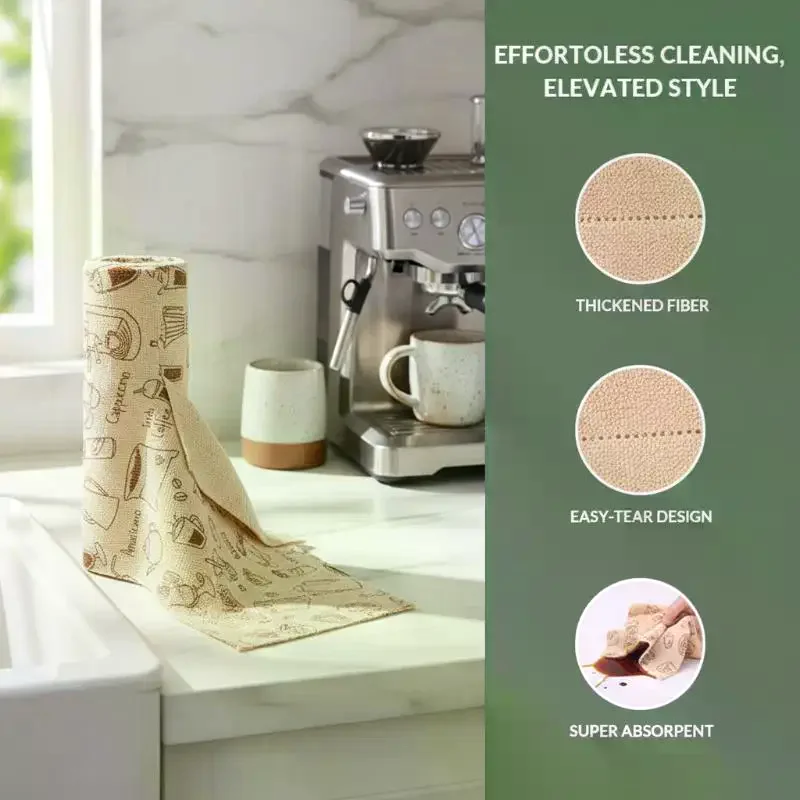 Tearable Microfiber Cleaning Cloth Roll Reusable With Cute Prints For Kitchen Wiping Home Use Cleaning Supplies Household Tool