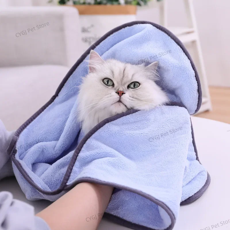 Pet Super Absorbent Towel Cat Blankets Cat and Dog Quick Drying Towel, Pocket Style Scrub Gloves, Bath Towel Quick Drying