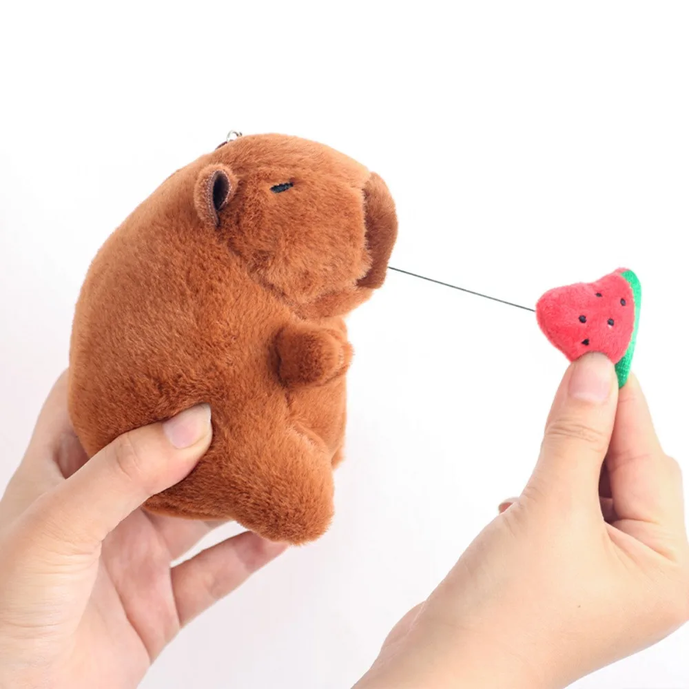 Stuffed Animals Plush Capybara Keychain Snot-Pulling 12cm Fluffty Animal Doll Cute Cartoon Simulation Capybara Pendant