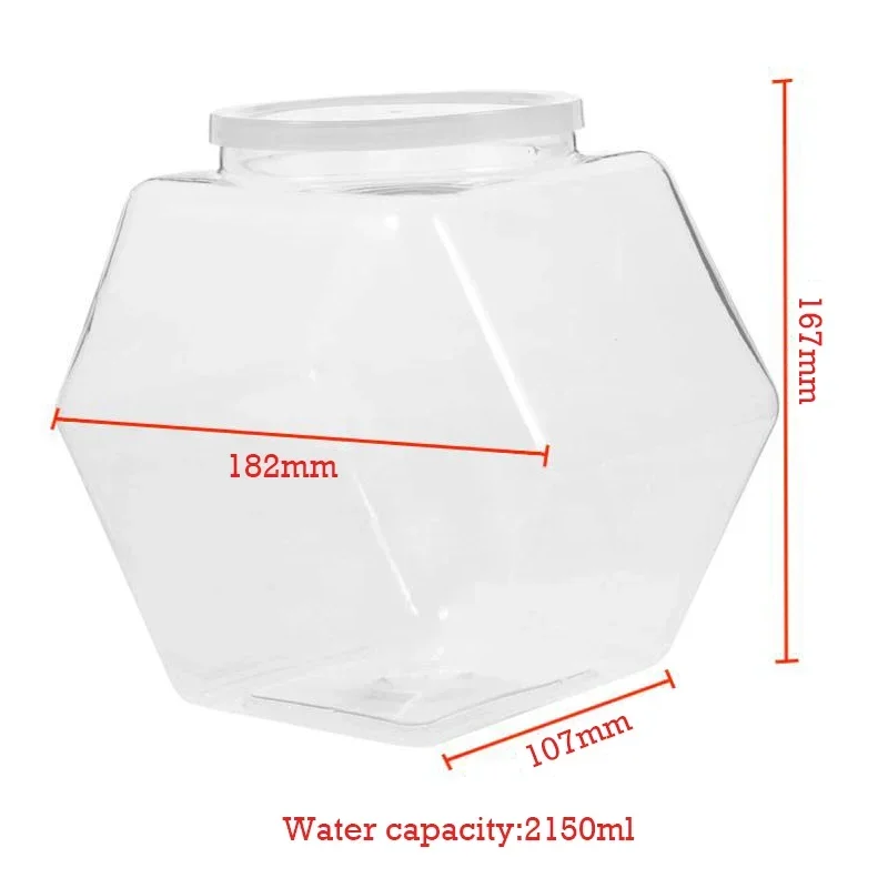 4Pcs 2150ml Clear Hexagon Plastic Jar With Lids Candy Cookie Packaging Jars Reusable Food Storage Container Kitchen Supplies