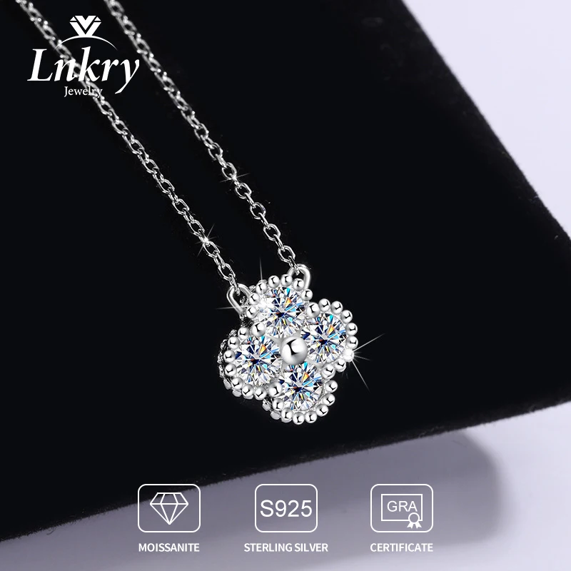 

Lnkry 3mm 0.1ct Moissanite Necklace With GRA 925 Sterling Silver Lucky Clover Flower Pendant Necklace For Women 2025 Hot Jewely