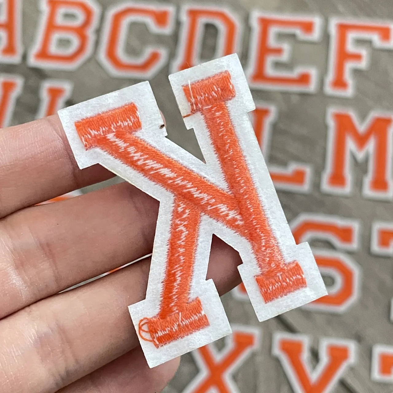 5CM Orange Letter Patches Embroidered Patch Iron on For Clothing DIY Accessories Alphabet ABCD EFG HIJK LMN OPQ RST UVW XYZ