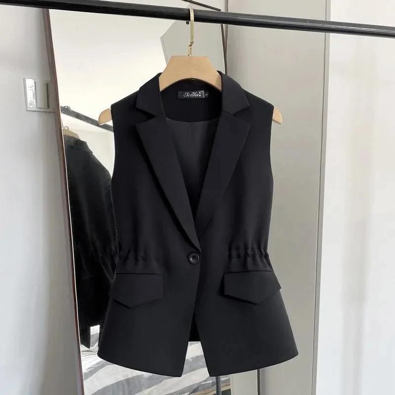 

Women's Spring Autumn Sleeveless Loose Vests Outwear Temperament Vest Coat Female Fashion Cardigan Thin Vests